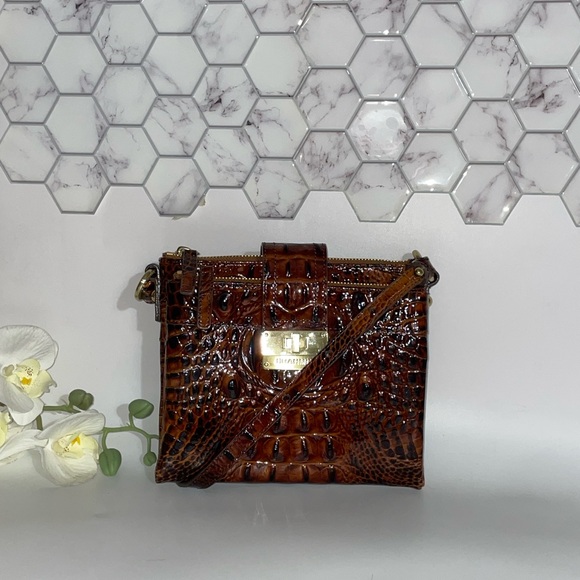 Brahmin Handbags - Brahmin Mina Brown Croc-Embossed Crossbody Bag